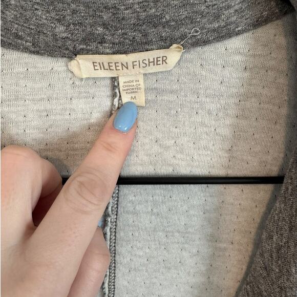 Eileen FIsher Double Layer Ripple Knit Notch Collar Blazer Heather Gray Medium - Picture 4 of 8